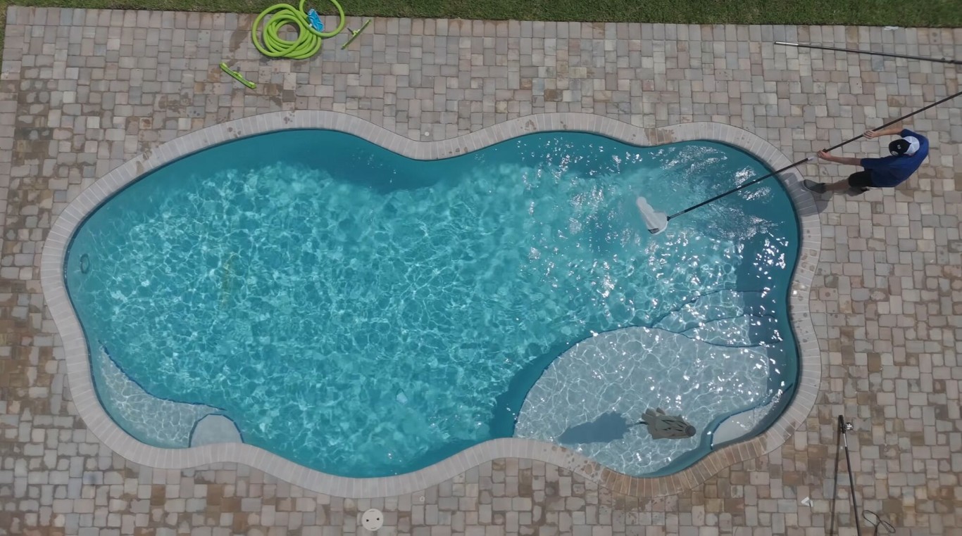 Aerial view of beautiful pool in Adelanto, CA